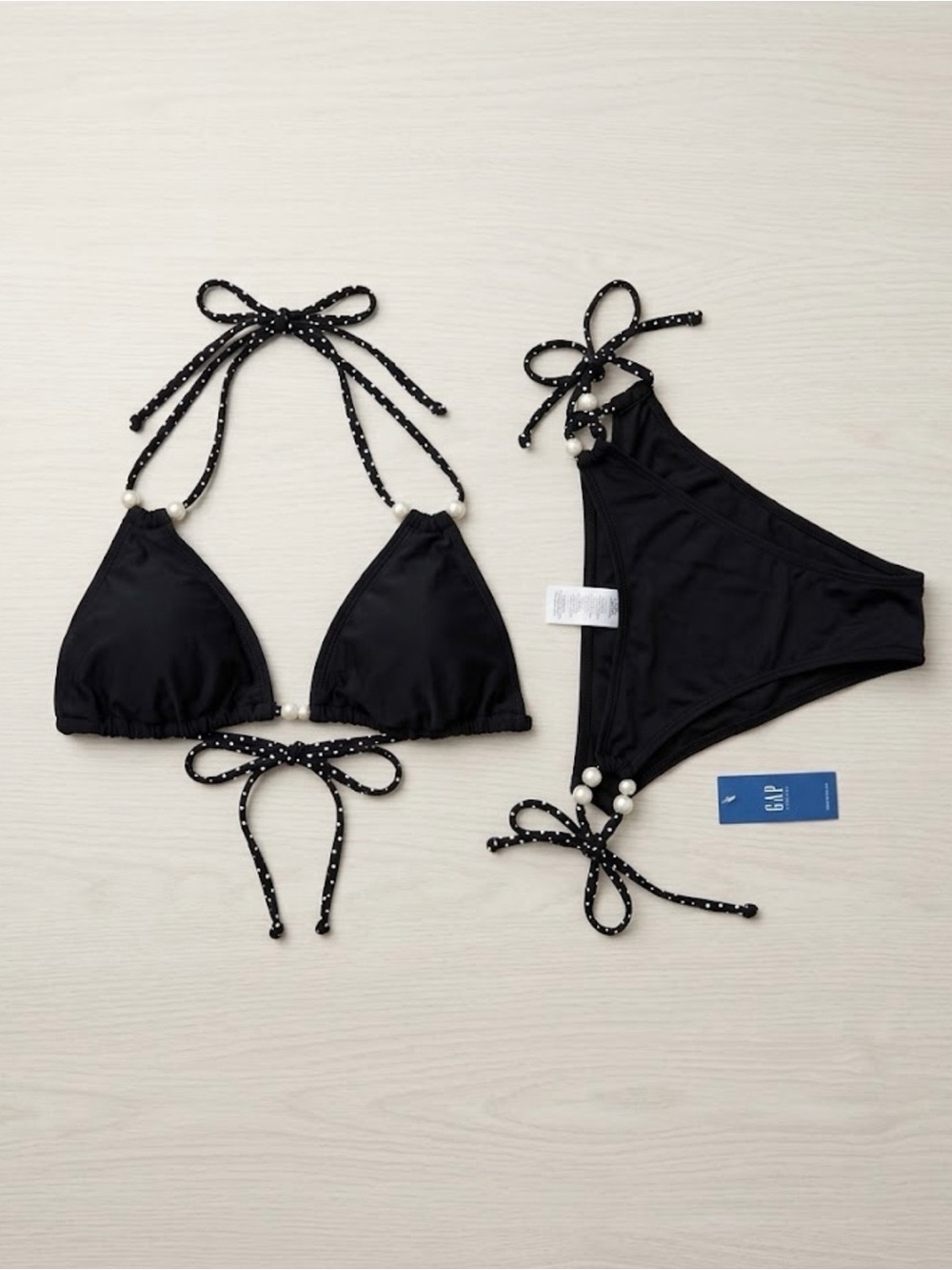 Cupshe NWT Women's Pearl Accent Polka Dot String Bikini Set – Size Medium